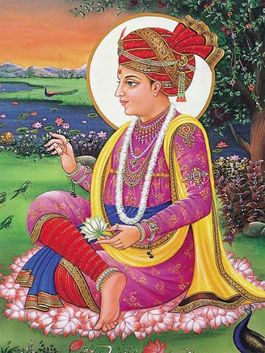 Bhagwan Swaminarayan seated on a lotus
